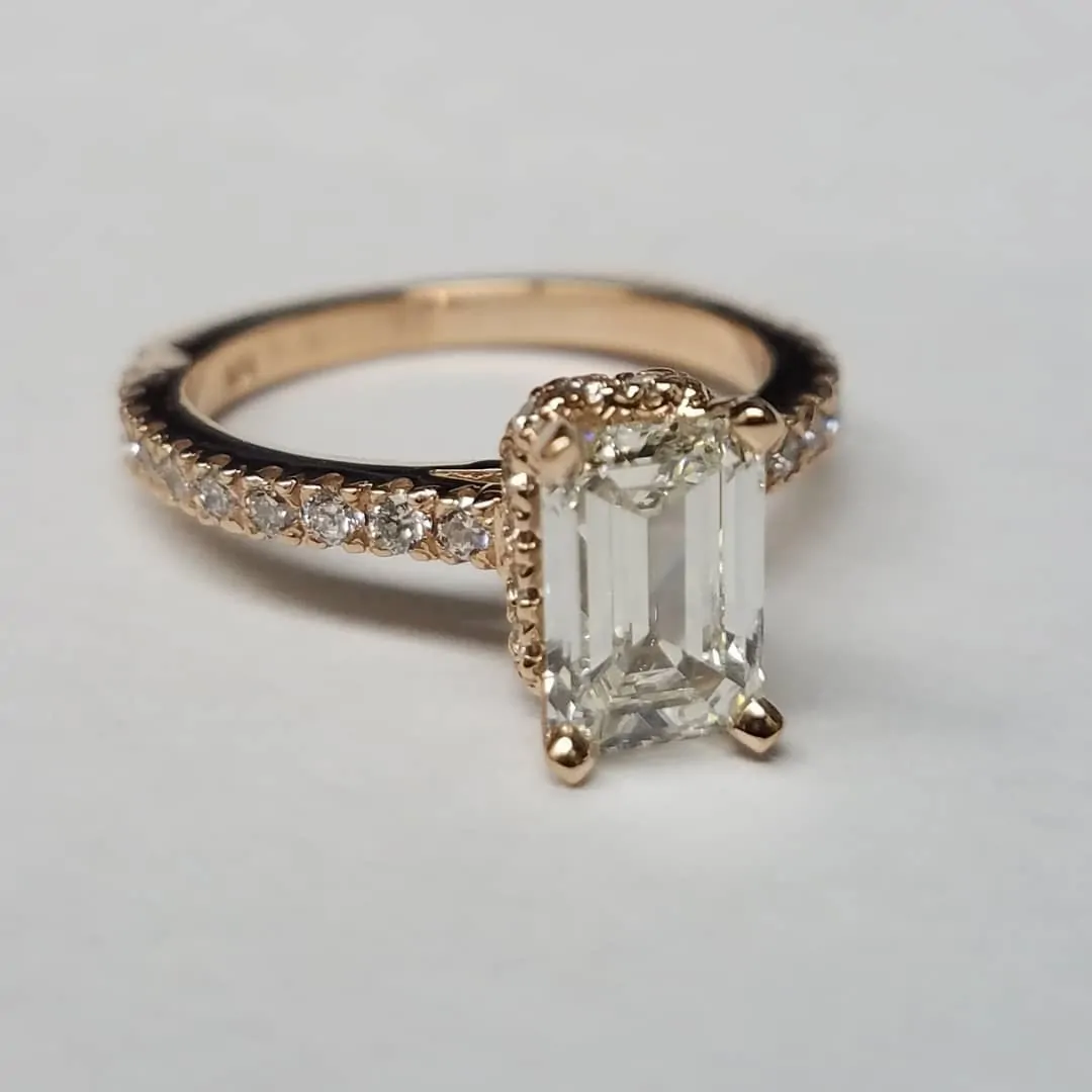 Emerald Cut Diamond Rose Gold Engagement Ring Front